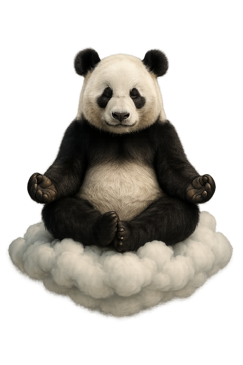Panda meditating on a cloud – peace over pressure
