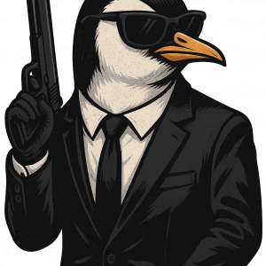 AI Art: Пингвин в костюм на агент, шпионира