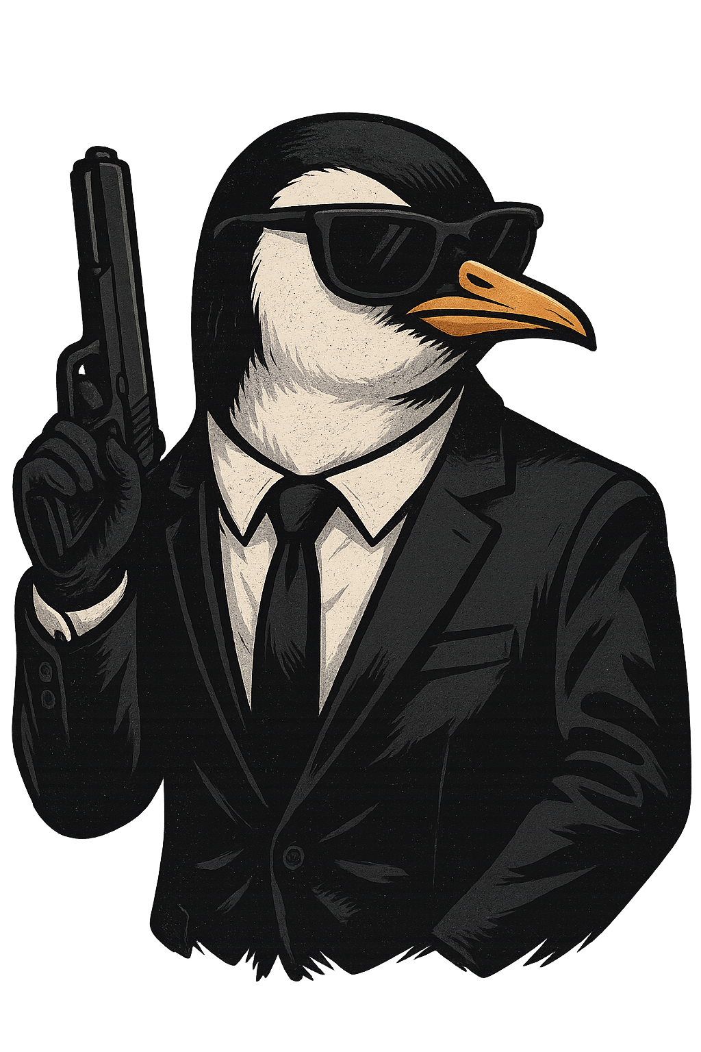 AI Art: Пингвин в костюм на агент, шпионира