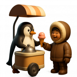 Пингвин продава сладолед на ескимоси