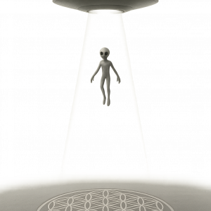 ET is being pulled from ufo above crop circle flower of life pattern